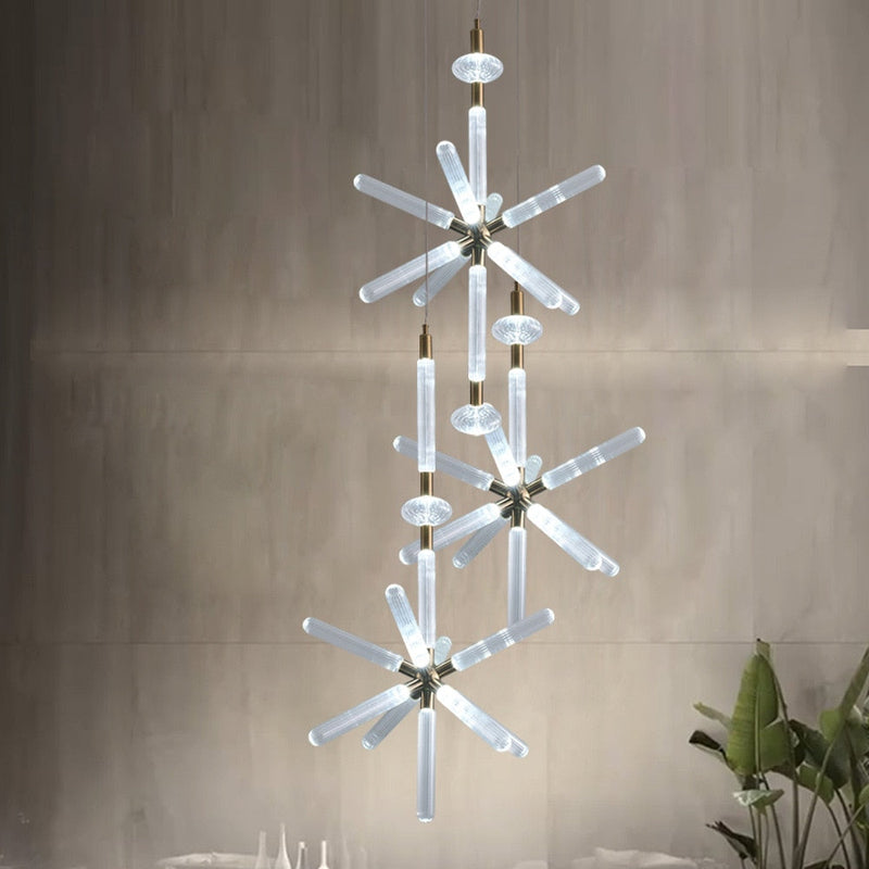 Modern Luxury LED Pendant Lights Snowflake Glass Lamps Designer Decoration Restaurant Bar Stair Lighting AC110-240V-29