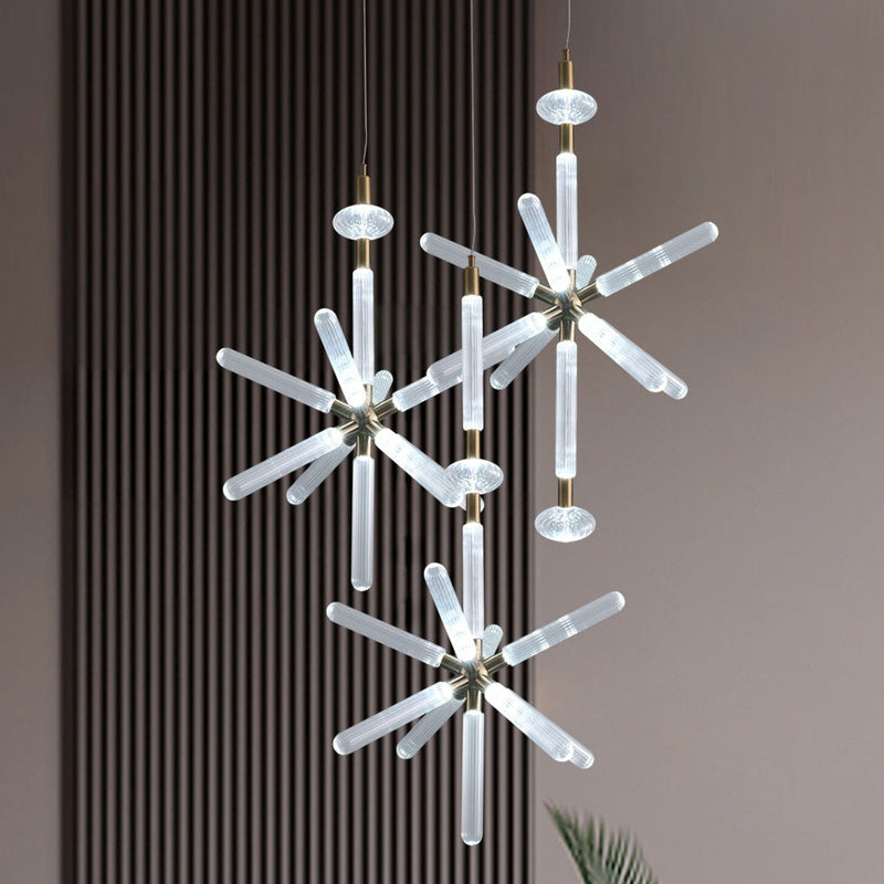 Modern Luxury LED Pendant Lights Snowflake Glass Lamps Designer Decoration Restaurant Bar Stair Lighting AC110-240V-28