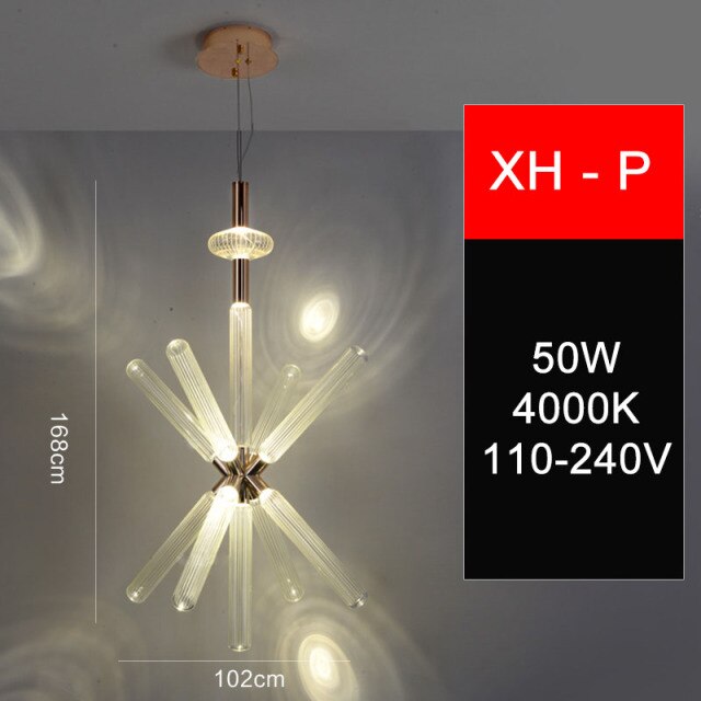 Modern Luxury LED Pendant Lights Snowflake Glass Lamps Designer Decoration Restaurant Bar Stair Lighting AC110-240V-9