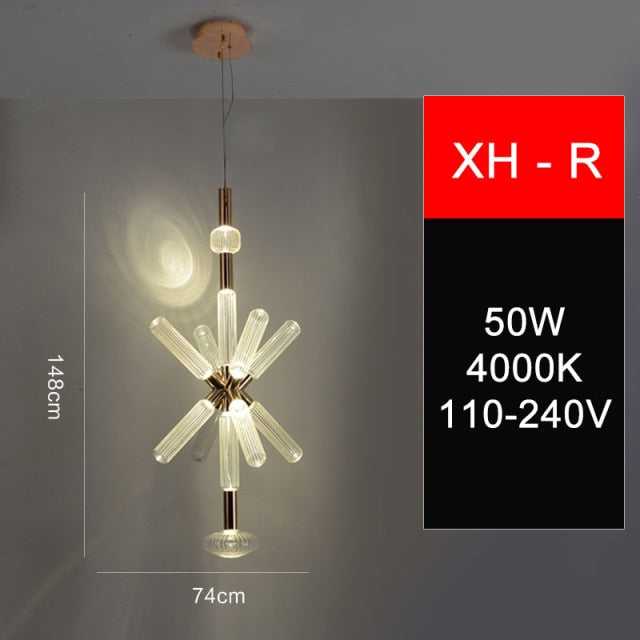 Modern Luxury LED Pendant Lights Snowflake Glass Lamps Designer Decoration Restaurant Bar Stair Lighting AC110-240V-10