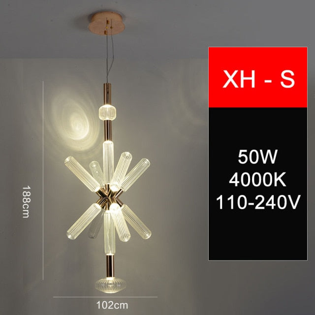 Modern Luxury LED Pendant Lights Snowflake Glass Lamps Designer Decoration Restaurant Bar Stair Lighting AC110-240V-21