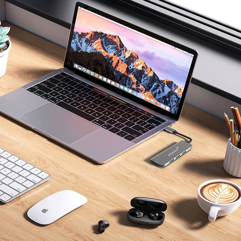 "Enhance Your Connectivity: 4-in-1 USB C Hub Docking Station with 4 Lightning-Fast USB 3.0 Ports for Windows and Mac Users"