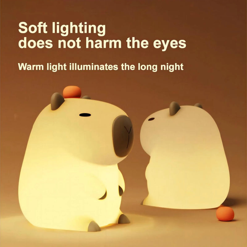 "Adorable Cartoon Capybara Night Light: Rechargeable, Dimmable, Perfect for Children's Room Decor!"