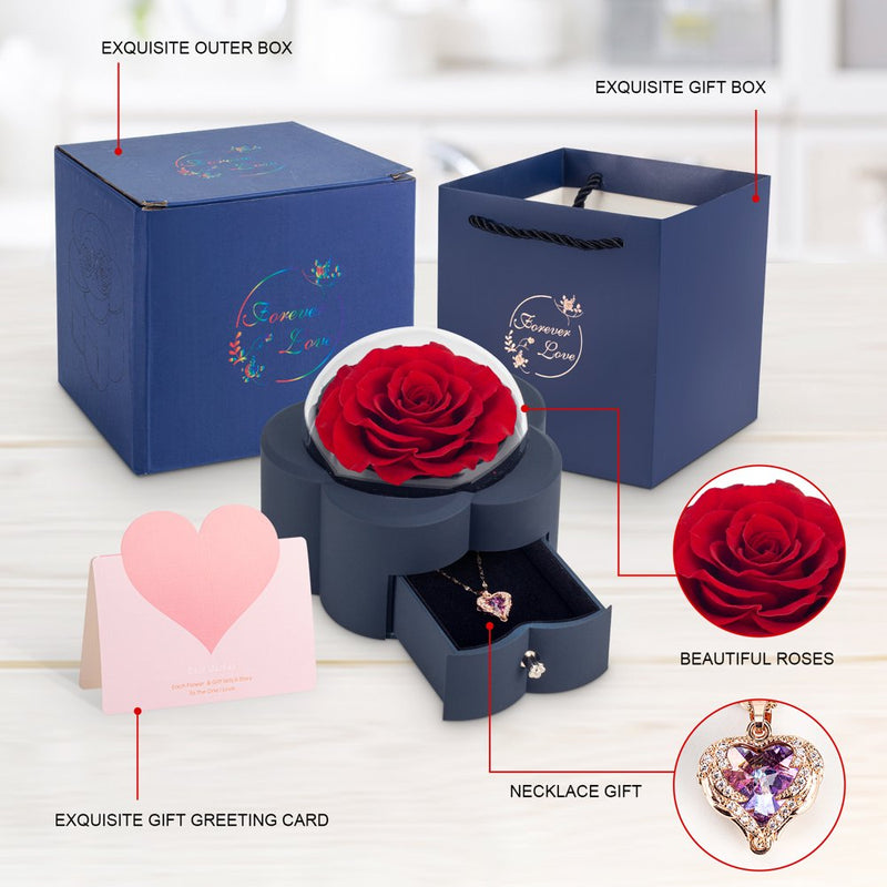 Luxurious Eternal Rose Necklace Gift Box - Perfect for Mother's Day, Valentine's Day, Anniversary, and More!