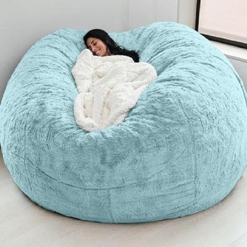 "Ultimate Comfort 150CM Extra Large Bean Bag Chair - Luxurious Furry Fur Cover, Easy to Clean, Perfect for Lounging and Relaxing"