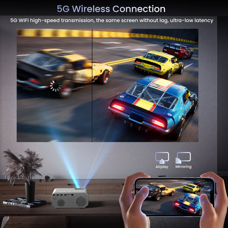 "Ultimate Home Theater Experience: 4K WiFi Bluetooth Projector with 12000LM Brightness, Portable Mini Projector for Outdoor Movies, 1080P Support, and Incredible 5G/2.4G Connectivity"