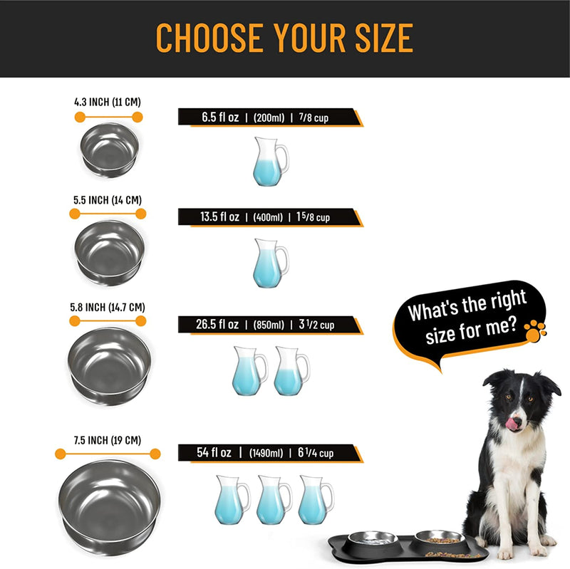 "Ultimate No Spill Dog Bowl Set - Stainless Steel Bowls with Silicone Mat for Mess-Proof Feeding, Perfect for Small, Medium, and Large Dogs!"