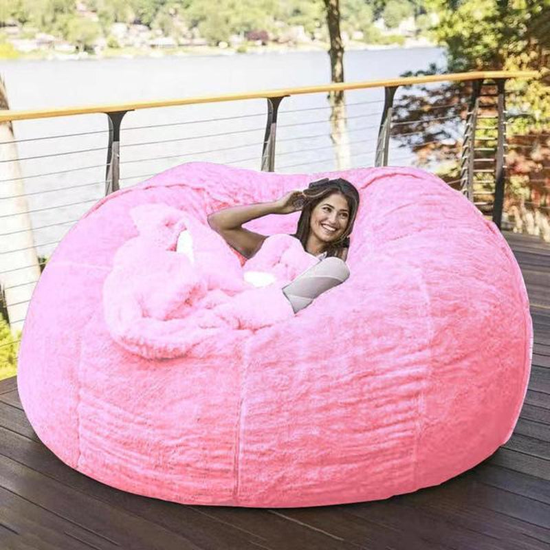 "Ultimate Comfort 150CM Extra Large Bean Bag Chair - Luxurious Furry Fur Cover, Easy to Clean, Perfect for Lounging and Relaxing"