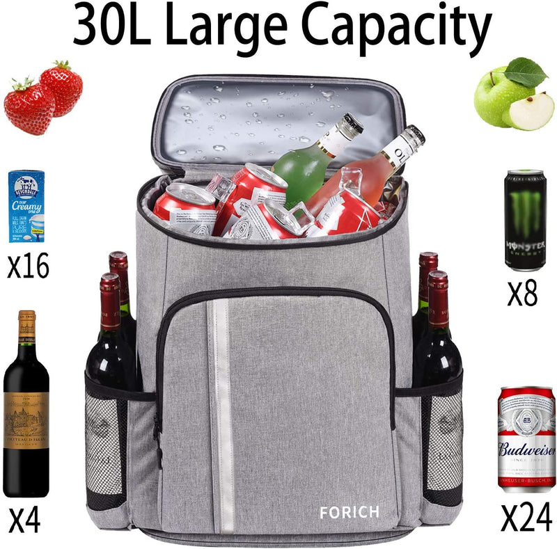 Leakproof Insulated Waterproof Backpack Cooler Bag - Ideal Lightweight Beach Cooler Backpack for Men and Women, Perfect for Work Lunches, Picnics, Camping, and Hiking - Holds 30 Cans