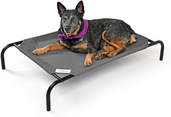 "Stay Cool and Comfy: The Ultimate Elevated Dog Bed for Indoors and Outdoors - Medium Size in Sleek Gunmetal"