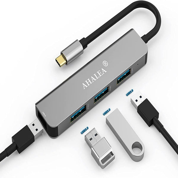 "Enhance Your Connectivity: 4-in-1 USB C Hub Docking Station with 4 Lightning-Fast USB 3.0 Ports for Windows and Mac Users"