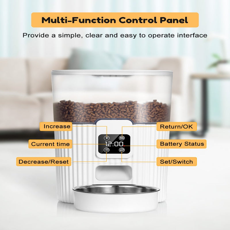 "Smart Pet Feeder: 3.5L Auto Dry Food Dispenser with Dual Power, Easily Set 1-4 Meals Daily for Cats and Dogs"