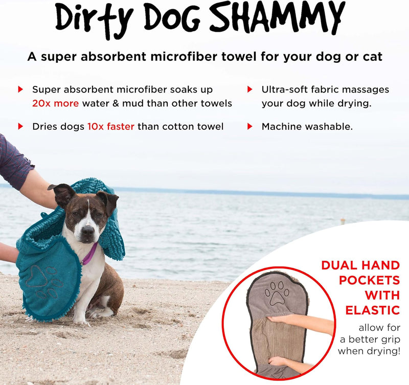 "Ultimate Shammy Dog Towel - The Perfect Solution for Drying Dogs - Luxuriously Soft, Extra Absorbent, and Quick Drying - Essential Dog Bathing Supplies in Grey - 13X31 Size"