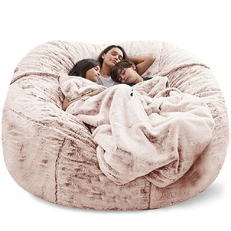 "Ultimate Comfort 150CM Extra Large Bean Bag Chair - Luxurious Furry Fur Cover, Easy to Clean, Perfect for Lounging and Relaxing"