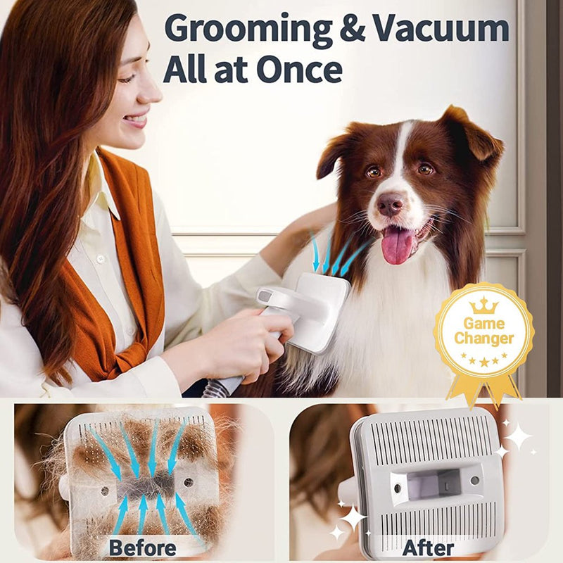 "Ultimate 7-in-1 Dog Grooming Kit: Whisper-Quiet Pet Vacuum with Large Dust Cup, Perfect for Shedding Grooming. Includes 7 Pro Tools for Dogs, Cats, and Home Car Cleaning!"