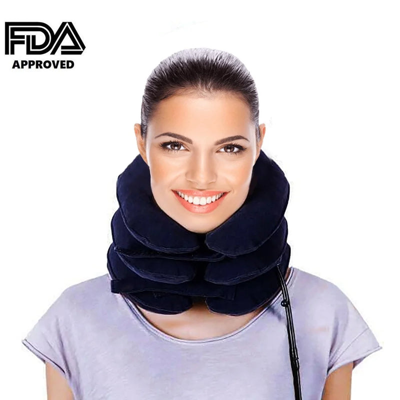 Inflatable and Adjustable Cervical Neck Traction Device - Effective Pillow for Neck Pain Relief