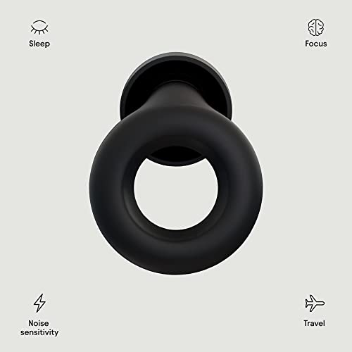 Loop Quiet - Ear Plugs for Sleep – Super Soft, Reusable Hearing Protection in Flexible Silicone for Noise Reduction & Flights - 8 Ear Tips in XS/S/M/L - 26dB Noise Cancelling - Black