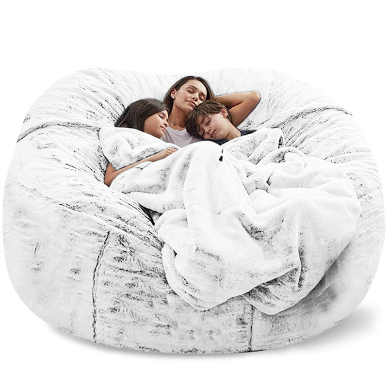 "Ultimate Comfort 150CM Extra Large Bean Bag Chair - Luxurious Furry Fur Cover, Easy to Clean, Perfect for Lounging and Relaxing"