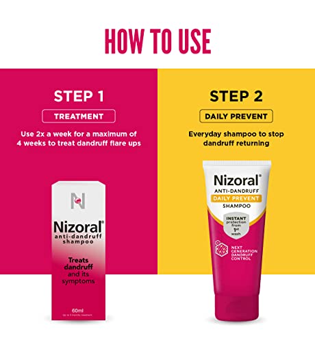 Nizoral Anti-dandruff Shampoo, Treats and Prevents Dandruff, Suitable for Dry Flaky and Itchy Scalp, Contains Ketoconazole - 60ml