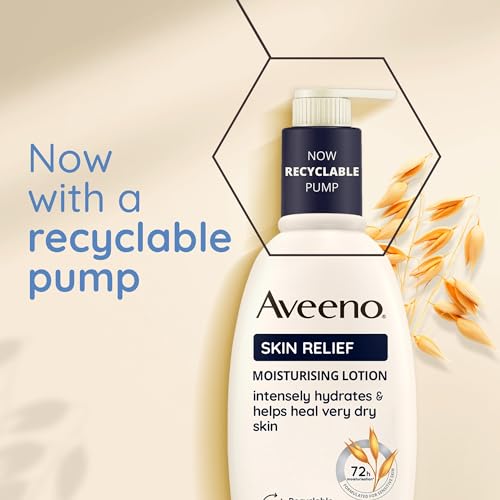 Aveeno Skin Relief Moisturising Lotion, With Soothing Triple Oat Complex & Shea Butter, Suitable For Sensitive Skin, 72-Hour Intense Hydration, Helps Relieve Very Dry and Tight Skin, Unscented, 300ml