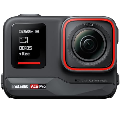 Insta360 Ace Pro - Waterproof Action Camera Co-engineered with Leica, Flagship 1/1.3" Sensor and AI Noise Reduction for Unbeatable Image Quality, 4K120fps, 2.4" Flip Screen & Advanced AI Features