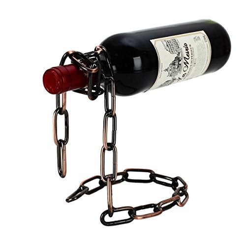 Fantasee Suspending Chain Wine Holder, Stainless Steel Magic Wine Rack Wine Bottle Holder Novelty Gift for Kitchen Home Decoration (Bronze)