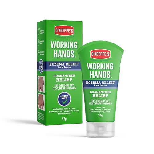 O'Keeffe's Working Hands Eczema Relief Hand Cream, 57g - For Extremely Dry, Itchy, Irritated Hands | Steroid Free, Dermatologically Tested with 48-hour itch relief in 1 use