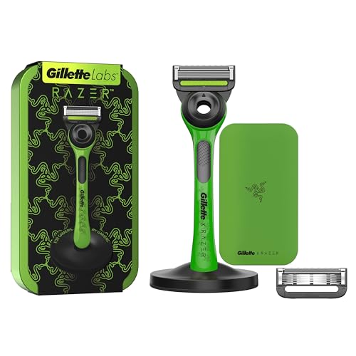 Gillette Labs with Exfoliating Bar, Razer Limited Edition, Razor and Travel Case for Storage On The Go, 1 Handle - 2 Blades, Stand