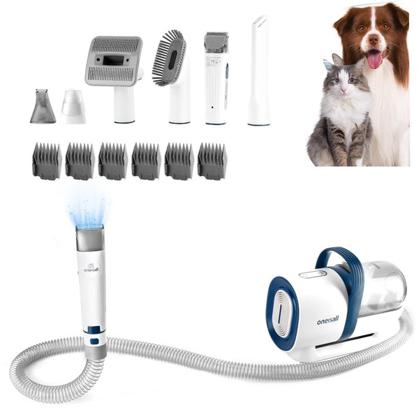 "Ultimate 7-in-1 Dog Grooming Kit: Whisper-Quiet Pet Vacuum with Large Dust Cup, Perfect for Shedding Grooming. Includes 7 Pro Tools for Dogs, Cats, and Home Car Cleaning!"