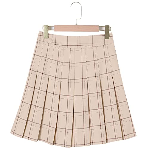 Hoerev Women Girls Short High Waist Pleated Skater Tennis School Skirt