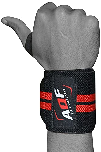 AQF Power Weight Lifting Wrist Wraps Supports Gym Training Fist Straps - Sold as Pair & One Size Fits All