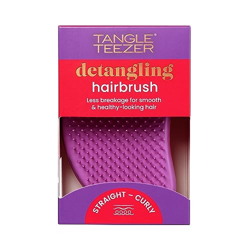 Tangle Teezer | The Original Detangling Hairbrush | Perfect for Wet & Dry Hair | Two-Tiered Teeth & Palm-Friendly Design | For Glossy, Frizz-Free Locks | Morello Cherry & Violet