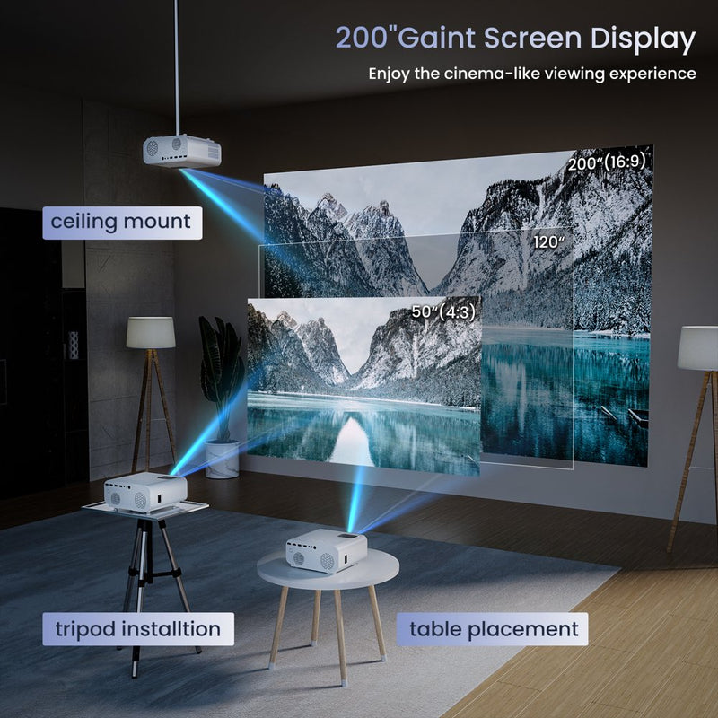 "Ultimate Home Theater Experience: 4K WiFi Bluetooth Projector with 12000LM Brightness, Portable Mini Projector for Outdoor Movies, 1080P Support, and Incredible 5G/2.4G Connectivity"