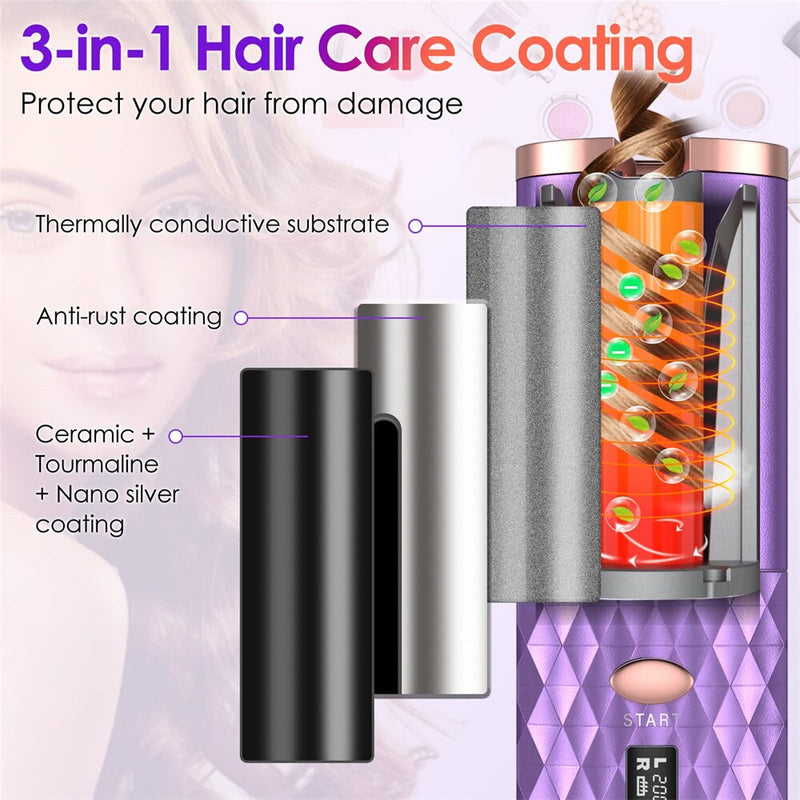 "Effortless Waves: Cordless Auto Hair Curler for Silky Curls, Fast Heating, and Portable Design - Achieve Perfect Curls Anytime, Anywhere!"