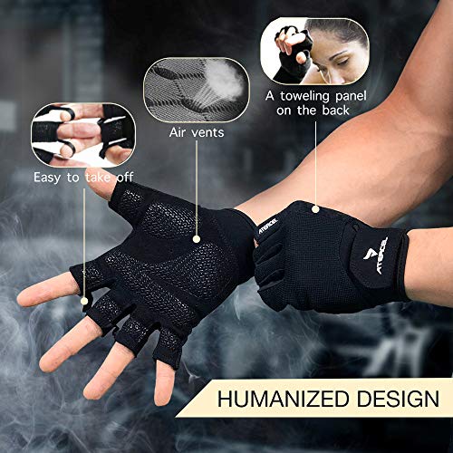 ATERCEL Weight Lifting Gloves, Gym Gloves for Crossfit, Workout, Exercise Cycling, Training, Breathable and Snug fit, for Men and Women