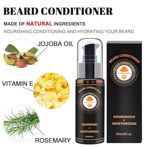 Upgraded Beard Grooming Kit w/Beard Conditioner,Beard Oil,Beard Balm,Beard Brush,Beard Wash,Beard Comb,Beard Scissor,Bag,E-Book,Beard Care Daddy Gifts for Men Him Dad Husband Boyfriend