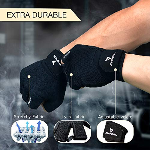 ATERCEL Weight Lifting Gloves, Gym Gloves for Crossfit, Workout, Exercise Cycling, Training, Breathable and Snug fit, for Men and Women