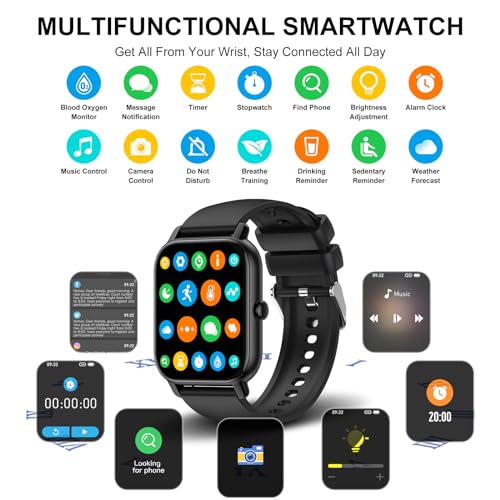 Smart Watch for Men Women Answer/Make Calls, 1.85" Smartwatch, Fitness Watch with Heart Rate Sleep Monitor, Step Counter, 100+ Sports, IP68 Waterproof Fitness Smartwatches Compatible with Android IOS