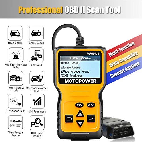 MOTOPOWER MP69033 OBD2 Scanner Universal Car Engine Fault Code Reader, CAN Diagnostic Scan Tool for All OBD II Protocol Cars