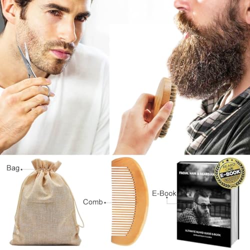 Upgraded Beard Grooming Kit w/Beard Conditioner,Beard Oil,Beard Balm,Beard Brush,Beard Wash,Beard Comb,Beard Scissor,Bag,E-Book,Beard Care Daddy Gifts for Men Him Dad Husband Boyfriend