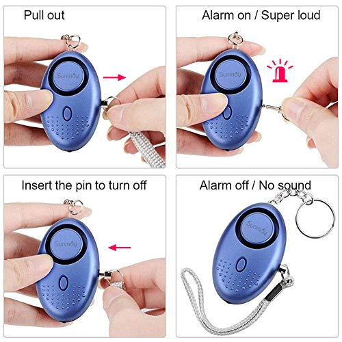 SUNMAY Personal Alarm, 5 Packs 140DB Personal Security Alarm with LED Light, Self-Defense Emergency Alarm for Women, Kids, Elder, Nightshifts