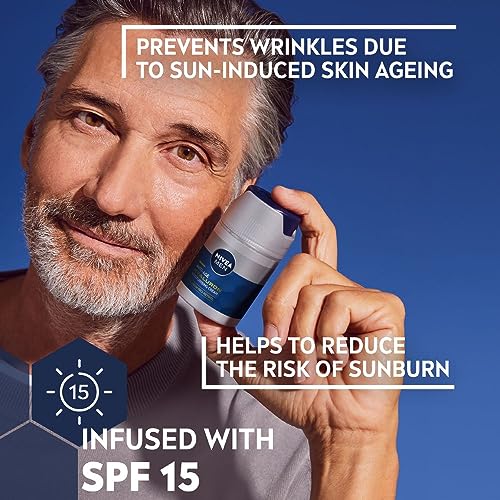 NIVEA MEN Anti-Age Hyaluron SPF15 Moisturising Cream (50ml), Anti-Wrinkle Face Cream with Hyaluronic Acid and Pro-Retinol, Visibly Reduces Deep Wrinkles and Firms Skin