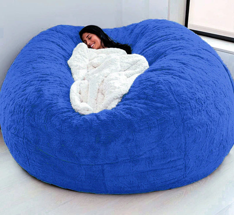 "Ultimate Comfort 150CM Extra Large Bean Bag Chair - Luxurious Furry Fur Cover, Easy to Clean, Perfect for Lounging and Relaxing"