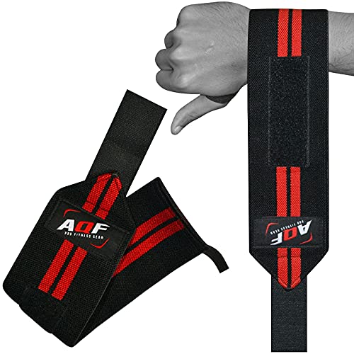 AQF Power Weight Lifting Wrist Wraps Supports Gym Training Fist Straps - Sold as Pair & One Size Fits All