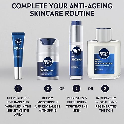 NIVEA MEN Anti-Age Hyaluron SPF15 Moisturising Cream (50ml), Anti-Wrinkle Face Cream with Hyaluronic Acid and Pro-Retinol, Visibly Reduces Deep Wrinkles and Firms Skin