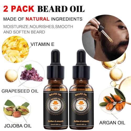 Upgraded Beard Grooming Kit w/Beard Conditioner,Beard Oil,Beard Balm,Beard Brush,Beard Wash,Beard Comb,Beard Scissor,Bag,E-Book,Beard Care Daddy Gifts for Men Him Dad Husband Boyfriend