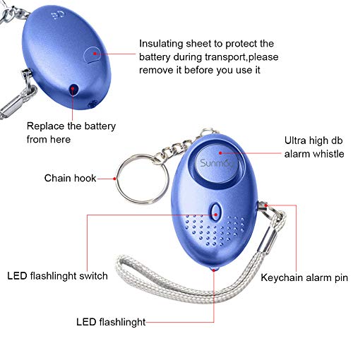 SUNMAY Personal Alarm, 5 Packs 140DB Personal Security Alarm with LED Light, Self-Defense Emergency Alarm for Women, Kids, Elder, Nightshifts