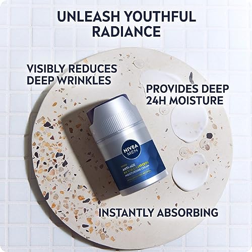 NIVEA MEN Anti-Age Hyaluron SPF15 Moisturising Cream (50ml), Anti-Wrinkle Face Cream with Hyaluronic Acid and Pro-Retinol, Visibly Reduces Deep Wrinkles and Firms Skin