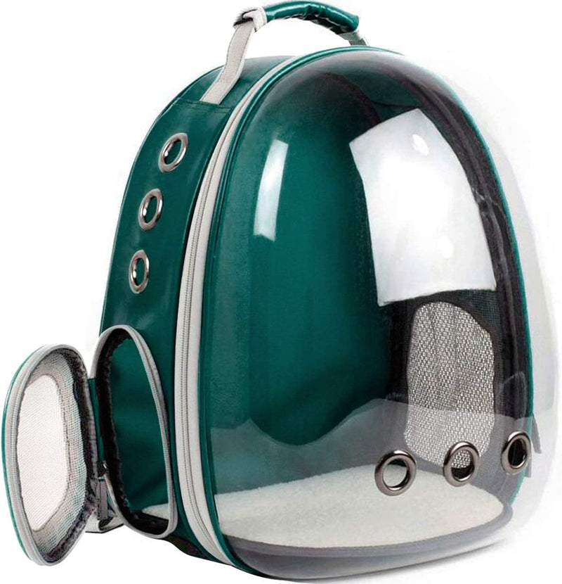 "Travel in Style with our Premium Bubble Capsule Pet Carrier - Perfect for Small and Medium Cats, Airline Approved, with Removable Mat, Side Pocket and Adjustable Straps!"