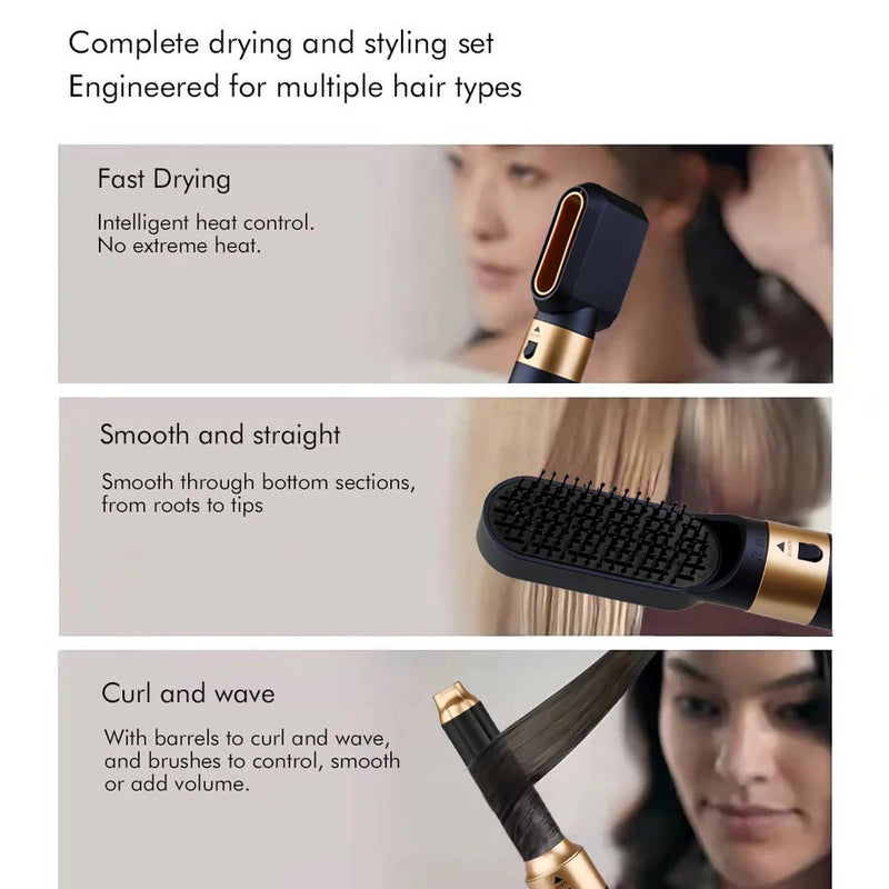 Professional Product Title: "Versatile 5-in-1 Hair Styling Tool: Hair Dryer, Curling Iron, Straightener, and Brush"